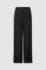 Front product shot of the Oroton Spot Print Pj Pant in Black/Cream and 100% Silk for Women