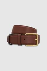 Front product shot of the Oroton Florence 35mm Belt in Barn Red and Smooth Leather for Women