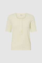 Front product shot of the  Margot Rib Henley in Lemon and 92% Cotton / 8% Spandex for Men