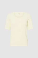 Front product shot of the  Margot Rib Henley in Lemon and 92% Cotton / 8% Spandex for Men