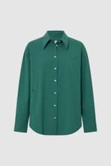 Front product shot of the Oroton Wren Poplin Shirt in Villa Green and Made from 100% poplin cotton  for Women