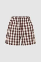 Front product shot of the  Gingham Boxer Short in Chocolate and 100% Cotton for Men