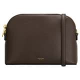 Front product shot of the Oroton Inez Slim Crossbody in Coffee Bean and Shiny Soft Saffiano exterior for Women