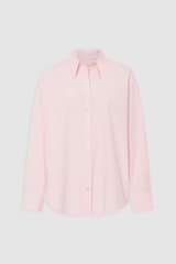 Front product shot of the Oroton Wren Poplin Shirt in Palest Pink and Made from 100%  Cotton Poplin for Women