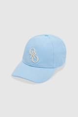 Front product shot of the Oroton Oro Logo Cap in Denim Blue and High-quality 100% cotton   for Women