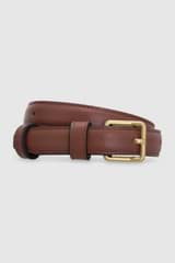 Front product shot of the Oroton Florence 20mm Belt in Barn Red and Smooth Leather for Women