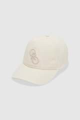 Front product shot of the Oroton Oro Logo Cap in Antique White and High-quality 100% cotton   for Women