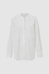 Front product shot of the  Duo Stripe Shirt in Black and 100% Cotton for Women