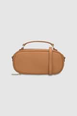 Front product shot of the Oroton Margot Camera Bag in Dark Camel and Smooth Leather for Women