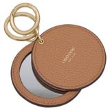 Detail product shot of the Oroton Eve Credit Card Pouch And Mirror Keyring in Tan and Pebble leather material for Women