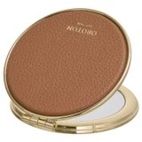 Front product shot of the Oroton Eve Round Mirror in Tan and Pebble leather material for Women