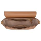 Internal product shot of the Oroton Dylan Medium Saddle Bag in Tan and Pebble leather material for Women