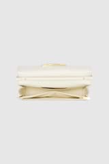 Internal product shot of the Oroton Nelle Texture Clutch in Clotted Cream and Embossed leather material for Women