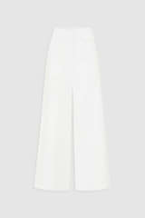 Front product shot of the Oroton Wide Curved Leg Pant in White and 100% cotton material for Women