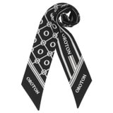 Front product shot of the Oroton Eve Foulard Skinny Scarf in Black/Cream and  for Women