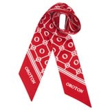 Front product shot of the Oroton Eve Foulard Skinny Scarf in Dark Ruby/Cream and  for Women