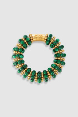 Back product shot of the Oroton Pietra Bracelet in 18K Worn Gold/Malachite and Brass for Women