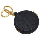 Back product shot of the Oroton Eve Round Pouch With Keyring in Black and Pebble leather for Women