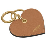 Front product shot of the Oroton Eve Heart Keyring in Tan and Pebble leather for Women