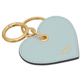 Front product shot of the Oroton Eve Heart Keyring in Duck Egg and Pebble leather for Women