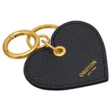 Front product shot of the Oroton Eve Heart Keyring in Black and Pebble leather for Women