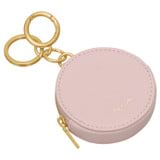 Front product shot of the Oroton Eve Round Pouch With Keyring in Blush and Pebble leather for Women