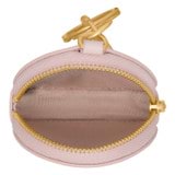 Internal product shot of the Oroton Eve Round Pouch With Keyring in Blush and Pebble leather for Women