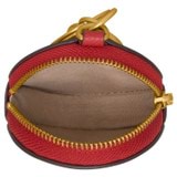 Internal product shot of the Oroton Eve Round Pouch With Keyring in Dark Ruby and Pebble leather for Women