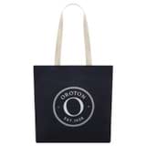 Front product shot of the Oroton Kaia Portrait Tote in Dark Navy/Natural and Recycled canvas for Women