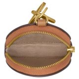 Internal product shot of the Oroton Eve Round Pouch With Keyring in Tan and Pebble leather for Women