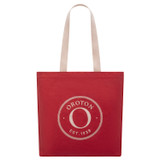 Front product shot of the Oroton Kaia Portrait Tote in Dark Ruby/Blush and Recycled canvas for Women