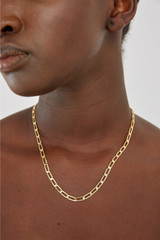 Profile view of model wearing the Oroton Airlee Necklace in Gold and  for Women