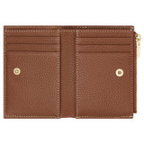 Internal product shot of the Oroton Margot Mini 10 Credit Card Zip Wallet in Whiskey and Pebble leather for 