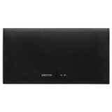 Front product shot of the Oroton Lilly Soft Fold Wallet in Black and Pebble Leather for Women