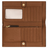 Internal product shot of the Oroton Lilly Soft Fold Wallet in Cognac and Pebble Leather for Women