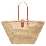 Front product shot of the Oroton Madison Large Tote in Natural/Brandy and Straw/Smooth Leather Trims for Women
