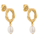 Front product shot of the Oroton Valentina Drop Earrings in Gold/White and Brass Base With 18CT Gold Plating for Women