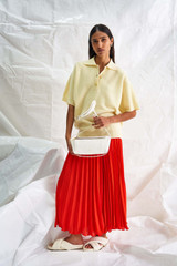Oroton Pleat Skirt in True Red and 100% Polyester for Women