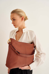 Oroton Tessa Large Hobo in Toffee and Soft Pebble Leather for Women