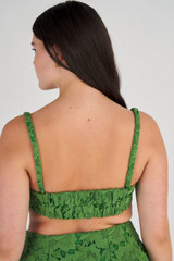 Profile view of model wearing the Oroton Lace Bralette in Garden and 100% Polyester for Women