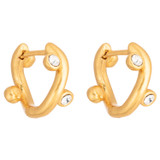 Oroton Solonge Mini Single Hoops in Worn Gold/Clear and Brass base metal with precious metal plating/stone for Women