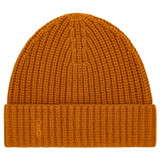 Front product shot of the Oroton Woods Knit Beanie in Tan and 100% Merino Wool for Women