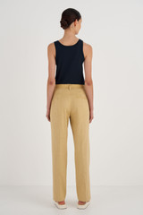 Oroton Relaxed Leg Pant in Raffia and 81% Viscose, 17% Cotton, 2% Elastane for Women