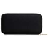 Back product shot of the Oroton Margot Medium Zip Around Wallet in Black and Pebble leather for Women