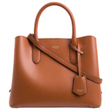 Front product shot of the Oroton Muse Small Three Pocket Day Bag in Cognac and Saffiano And Smooth Leather for Women