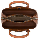 Internal product shot of the Oroton Muse Small Three Pocket Day Bag in Cognac and Saffiano And Smooth Leather for Women
