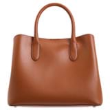 Back product shot of the Oroton Muse Small Three Pocket Day Bag in Cognac and Saffiano And Smooth Leather for 