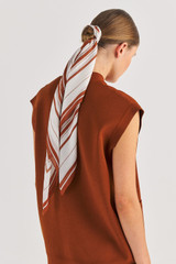 Oroton Polly Scarf in Cognac and Printed Polyester for Women
