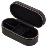 Internal product shot of the Oroton Margot Medium Jewellery Case in Black and Pebble Leather for Women