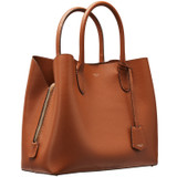 Detail product shot of the Oroton Muse Three Pocket Day Bag in Cognac and Two Tone Saffiano Leather / for Women